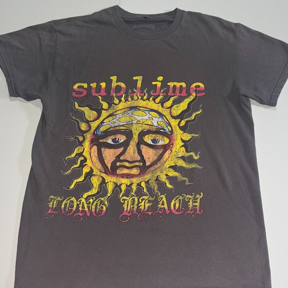 Sublime Mens Medium M Vintage Brown Long Beach Short Sleeve T-Shirt VTG